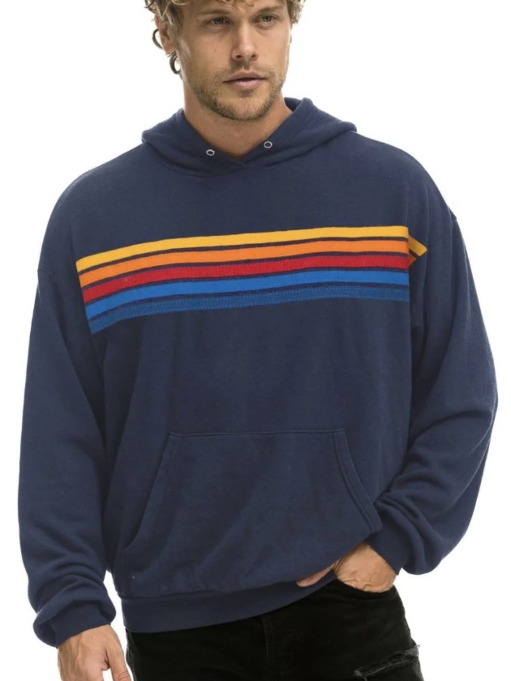 Navy Striped Hoodie Sweatshirt - Women - Picture 2 of 6